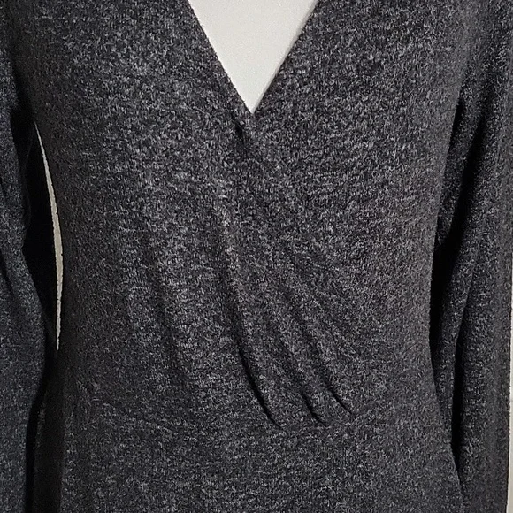 Anthropologie Saturday Sunday Gray Faux Wrap Knit Sweater Dress M Long Sleeve - Picture 5 of 13